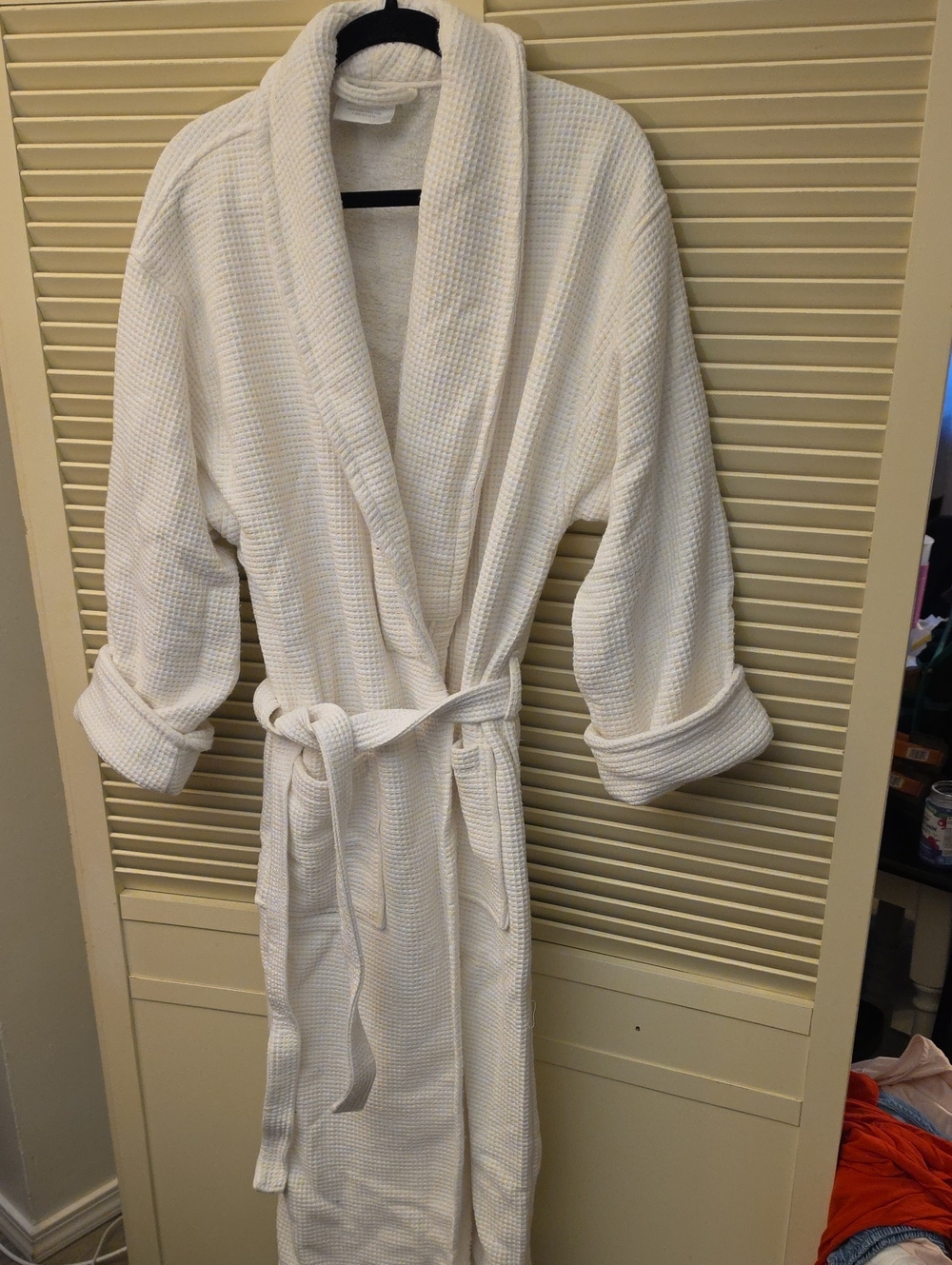 White Waffle-Knit Bathrobe unisex